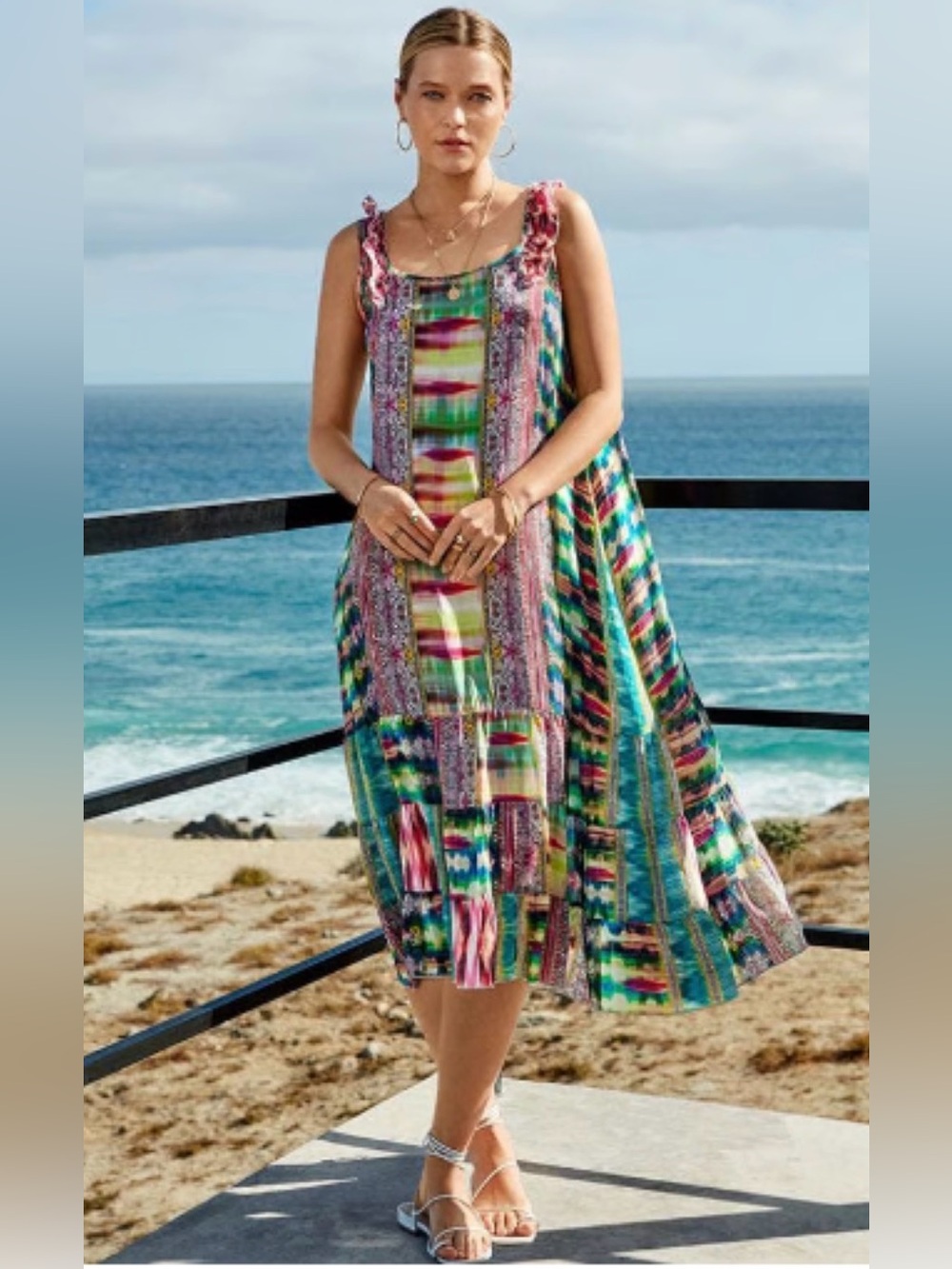 Johnny Was Betty Elodie Silk Blend Slip Dress Small Resortwear Beach Vacation